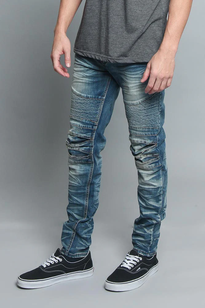 Creased Biker Denim Jeans - Image 2