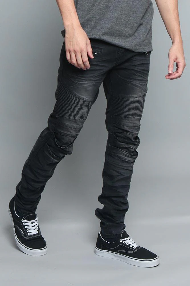 Creased Biker Denim Jeans - Image 25