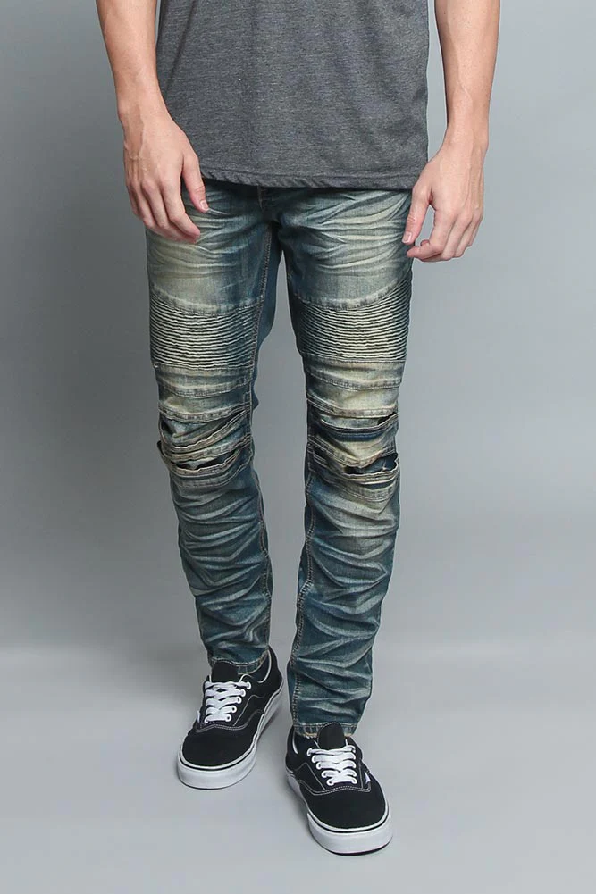 Creased Biker Denim Jeans - Image 6