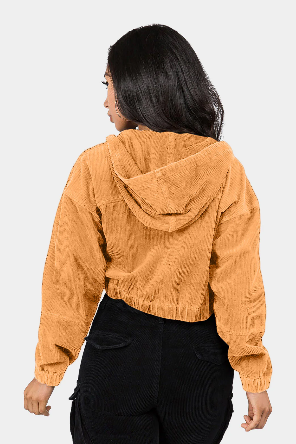 Corduroy Cropped Hoodie Jacket - Image 10