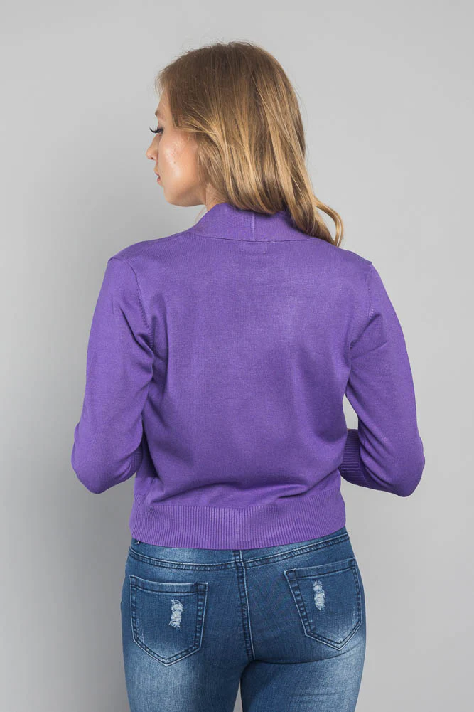 Women's Classic 3/4 Sleeve Cropped Cardigan - Image 118