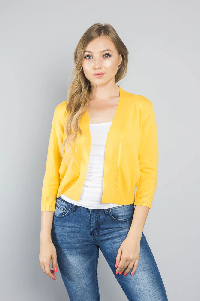 Women's Classic 3/4 Sleeve Cropped Cardigan - Image 121