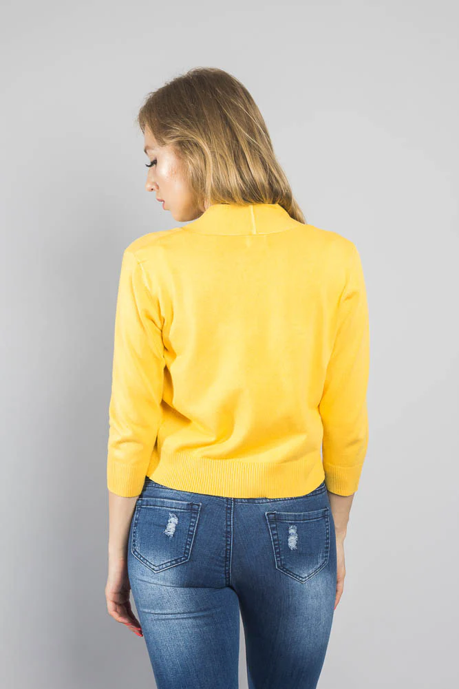Women's Classic 3/4 Sleeve Cropped Cardigan - Image 123