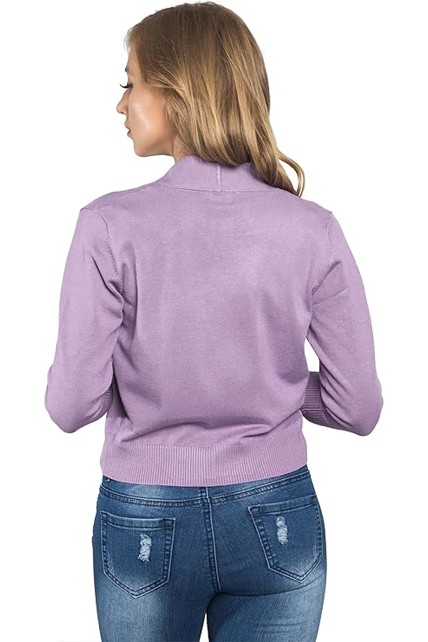 Women's Classic 3/4 Sleeve Cropped Cardigan - Image 128