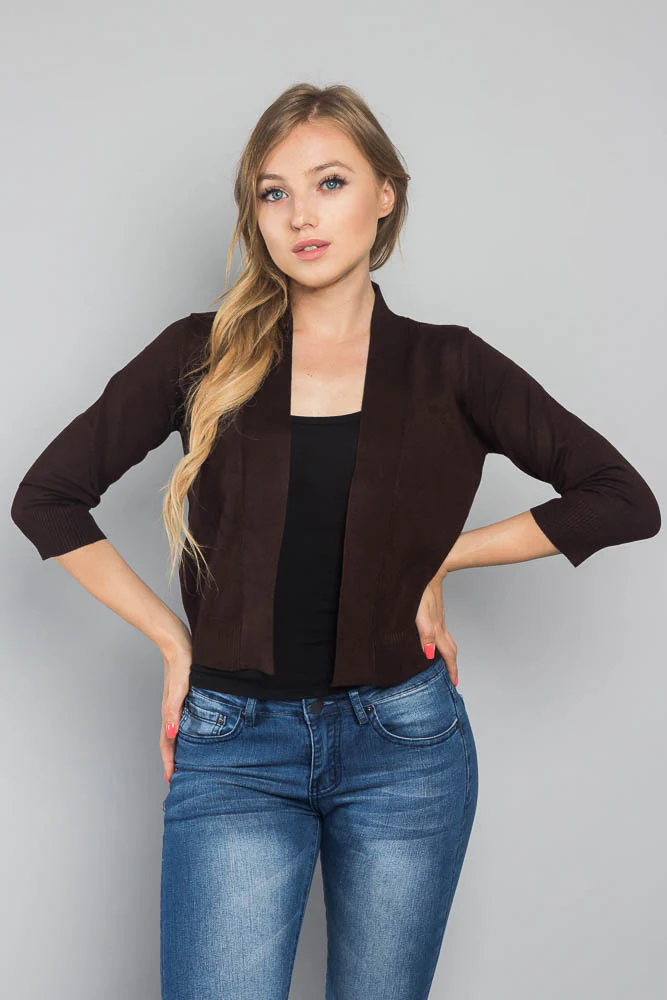 Women's Classic 3/4 Sleeve Cropped Cardigan - Image 16