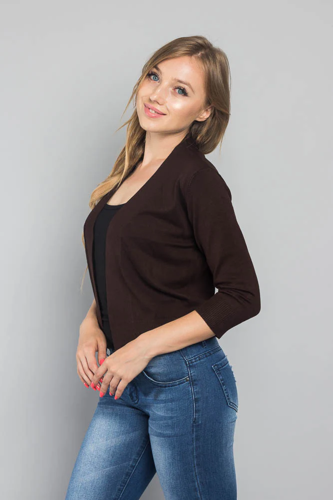 Women's Classic 3/4 Sleeve Cropped Cardigan - Image 17