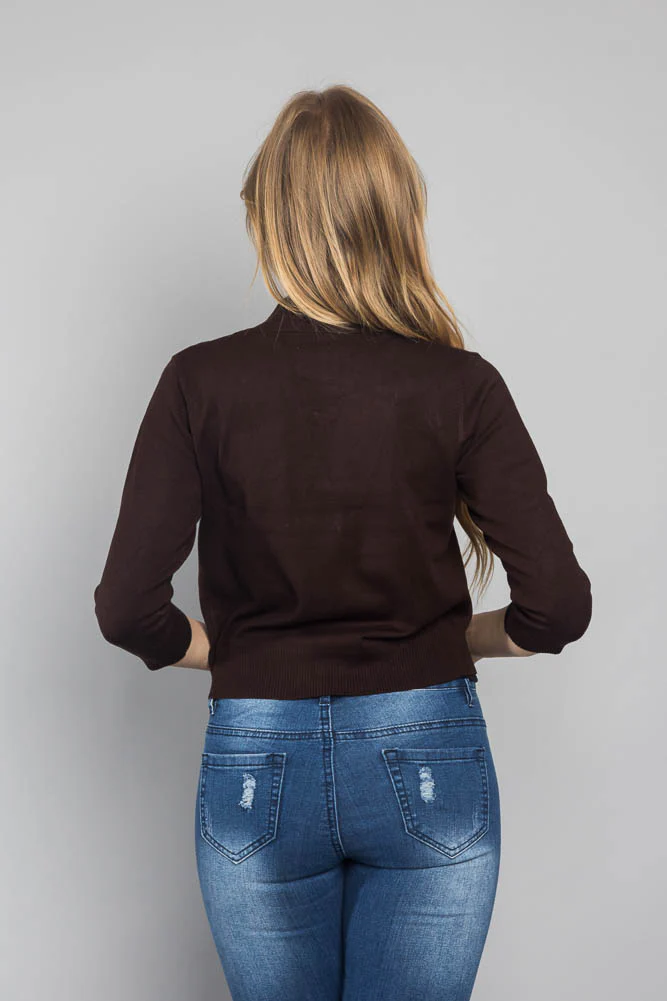 Women's Classic 3/4 Sleeve Cropped Cardigan - Image 18