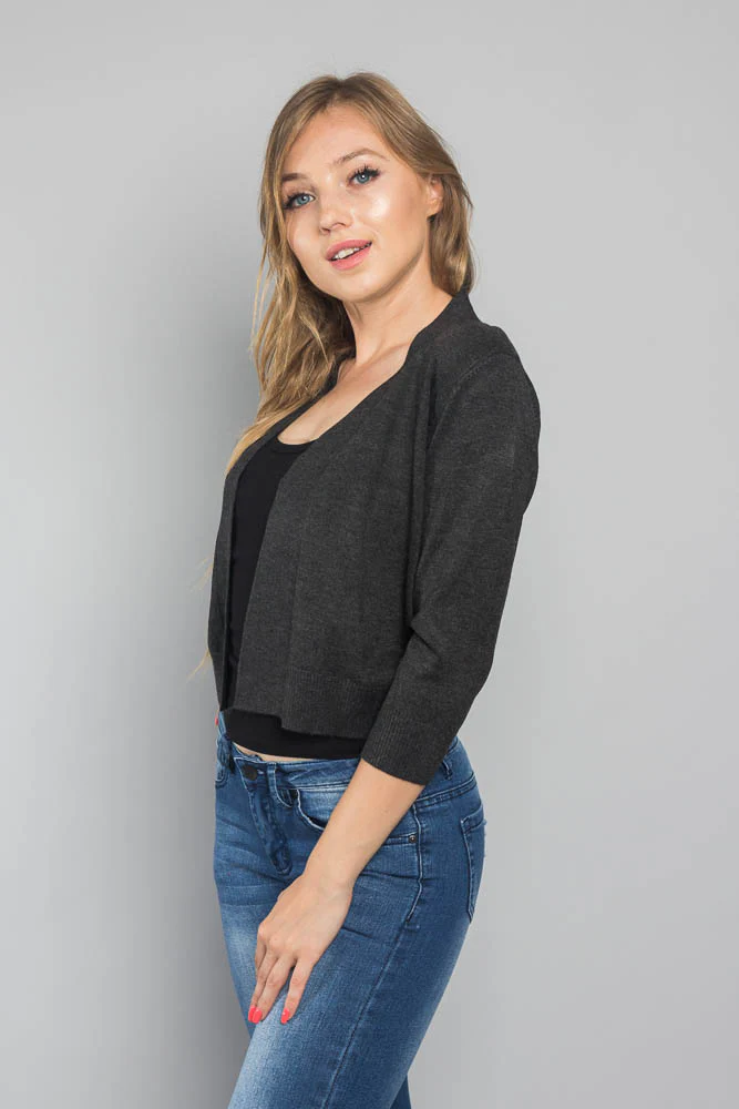 Women's Classic 3/4 Sleeve Cropped Cardigan - Image 22