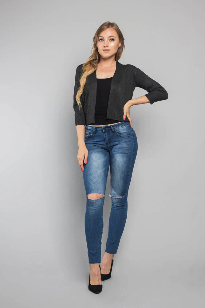 Women's Classic 3/4 Sleeve Cropped Cardigan - Image 25