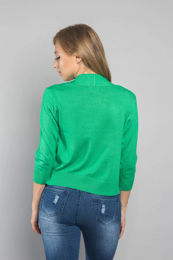 Women's Classic 3/4 Sleeve Cropped Cardigan - Image 3