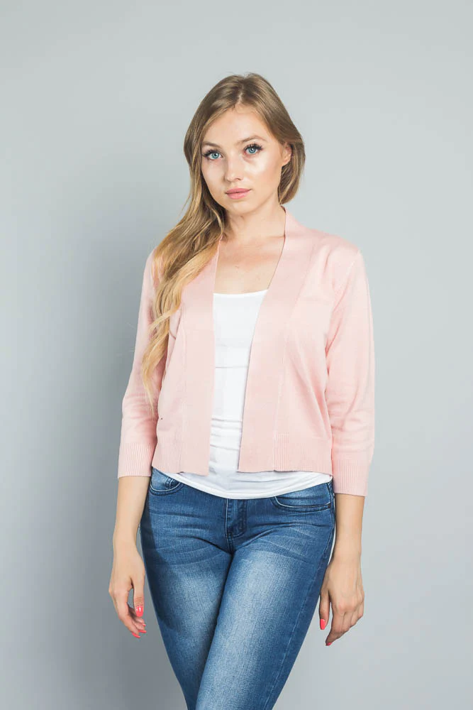 Women's Classic 3/4 Sleeve Cropped Cardigan - Image 31
