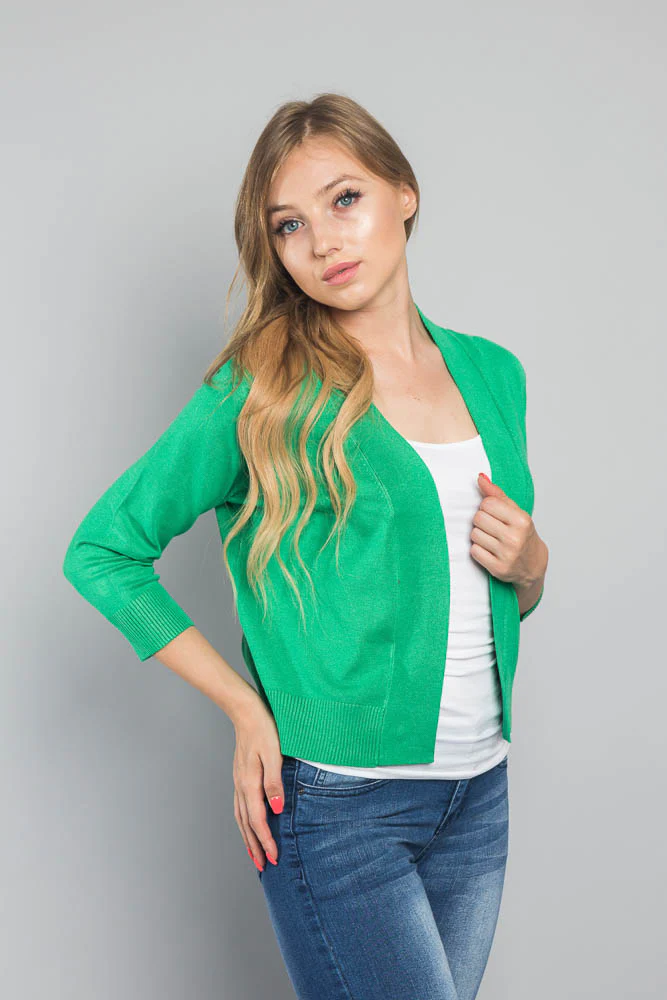 Women's Classic 3/4 Sleeve Cropped Cardigan - Image 4