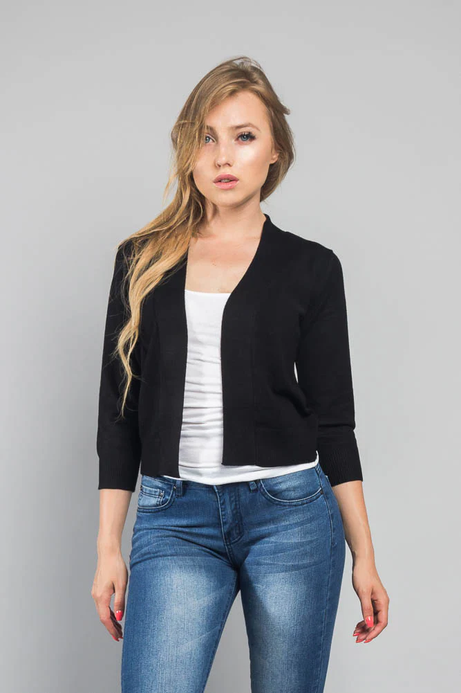 Women's Classic 3/4 Sleeve Cropped Cardigan - Image 6