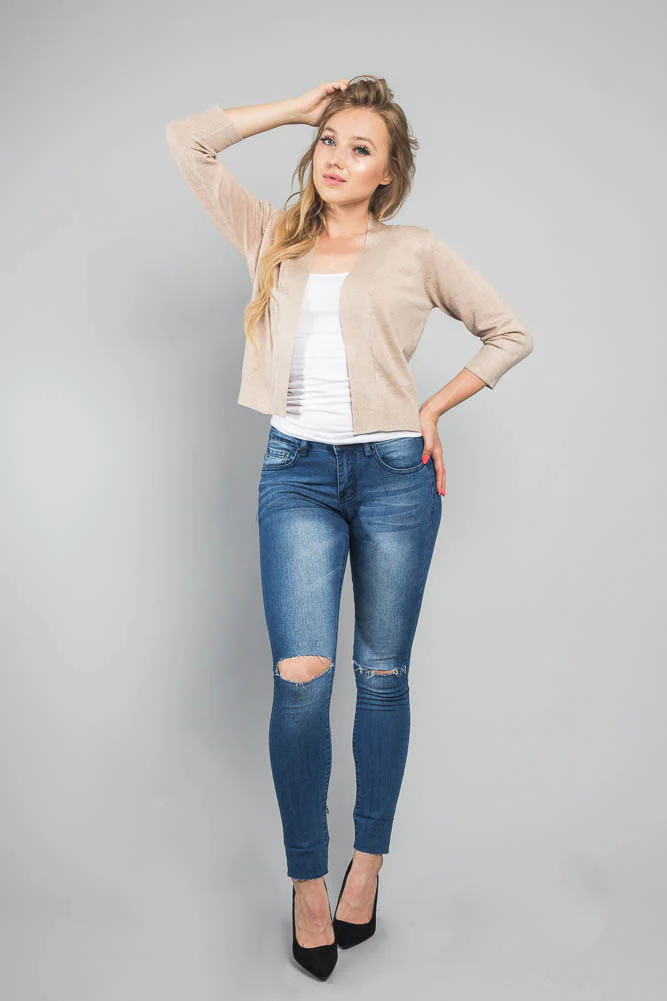 Women's Classic 3/4 Sleeve Cropped Cardigan - Image 65