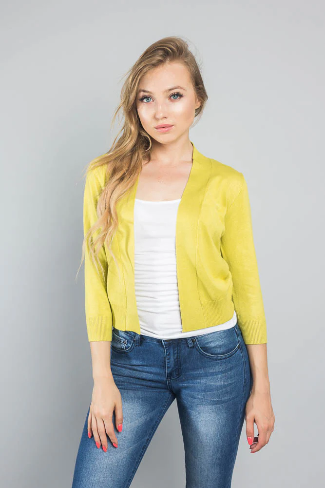 Women's Classic 3/4 Sleeve Cropped Cardigan - Image 66