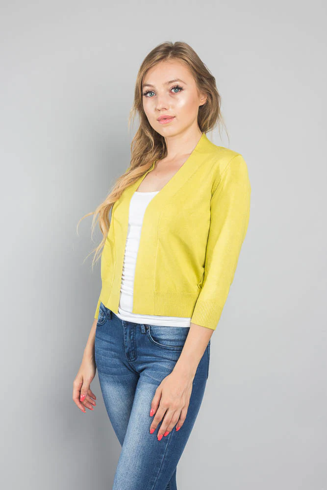 Women's Classic 3/4 Sleeve Cropped Cardigan - Image 67