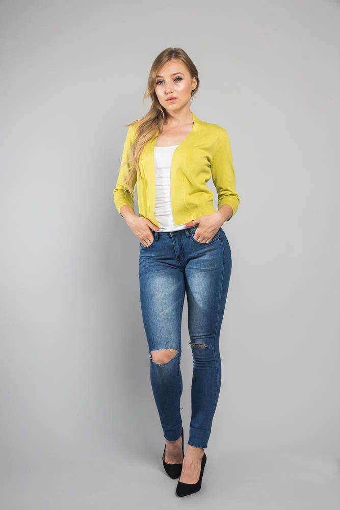 Women's Classic 3/4 Sleeve Cropped Cardigan - Image 70