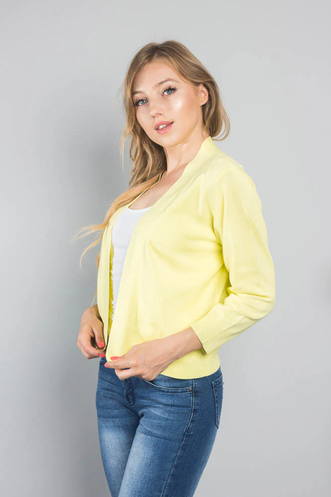 Women's Classic 3/4 Sleeve Cropped Cardigan - Image 72