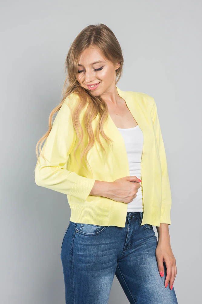 Women's Classic 3/4 Sleeve Cropped Cardigan - Image 74
