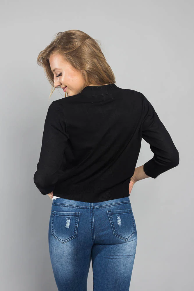 Women's Classic 3/4 Sleeve Cropped Cardigan - Image 8