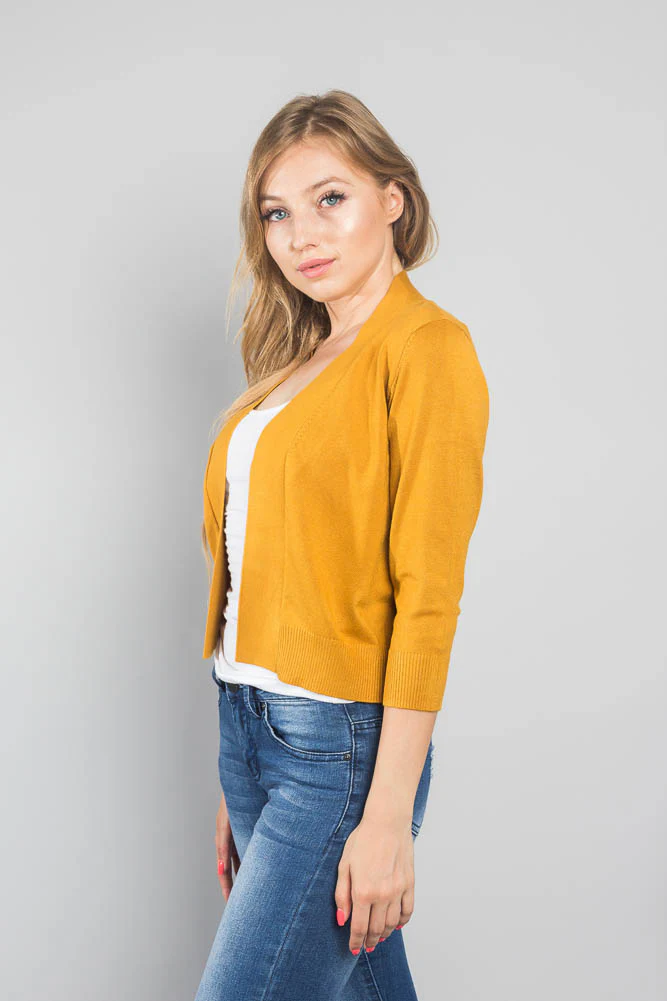 Women's Classic 3/4 Sleeve Cropped Cardigan - Image 87