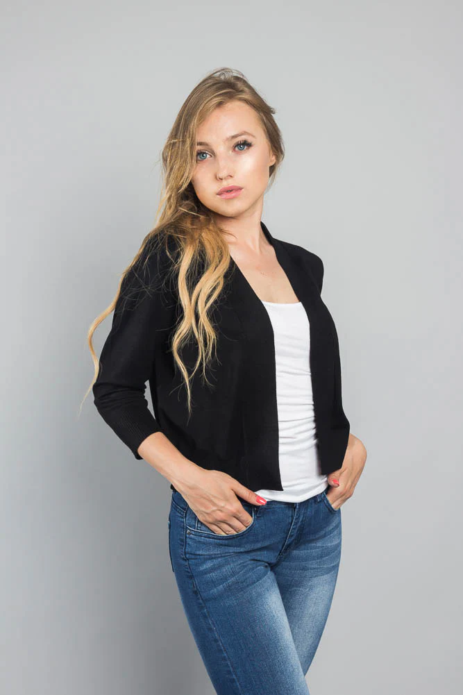 Women's Classic 3/4 Sleeve Cropped Cardigan - Image 9