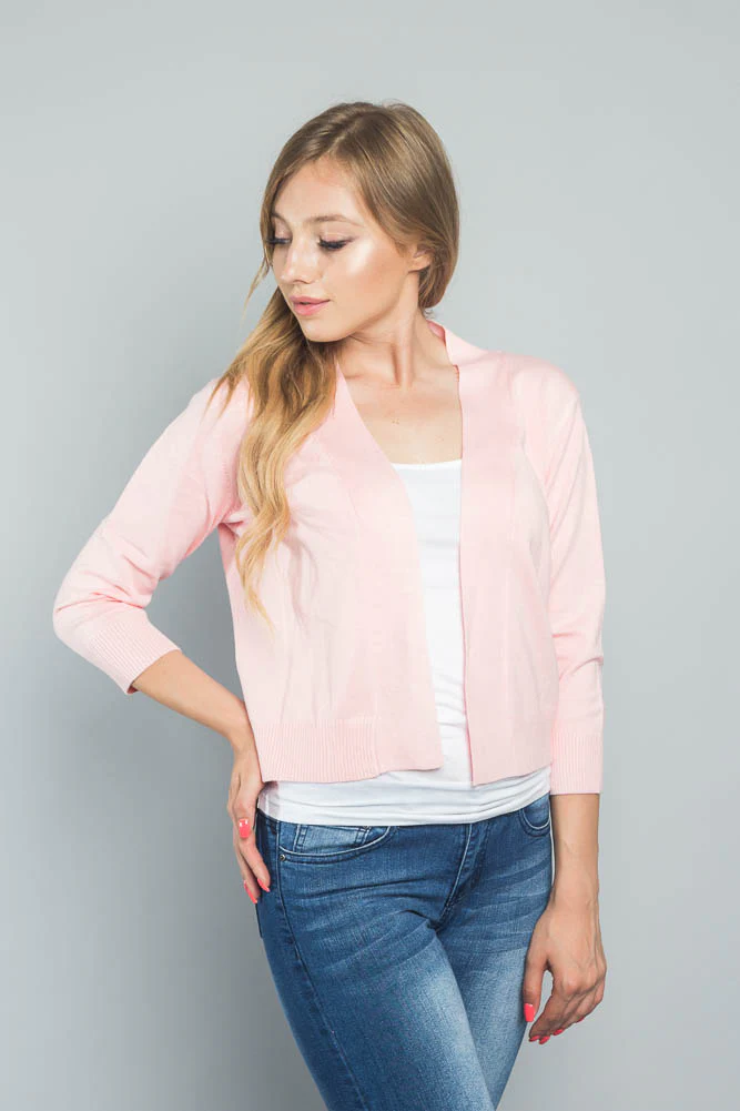 Women's Classic 3/4 Sleeve Cropped Cardigan - Image 99