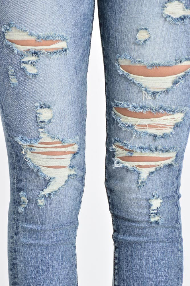 Cropped Distressed Skinny Fit Jeans - Image 4