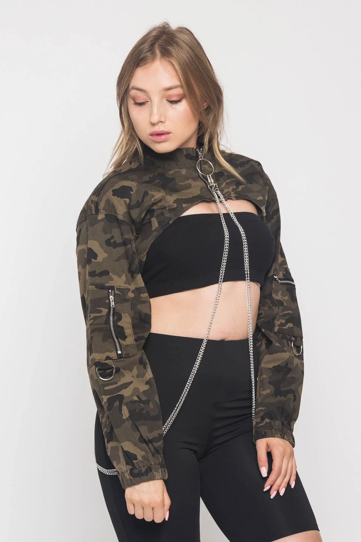 Cropped Shirt Jacket with Chains - Image 16