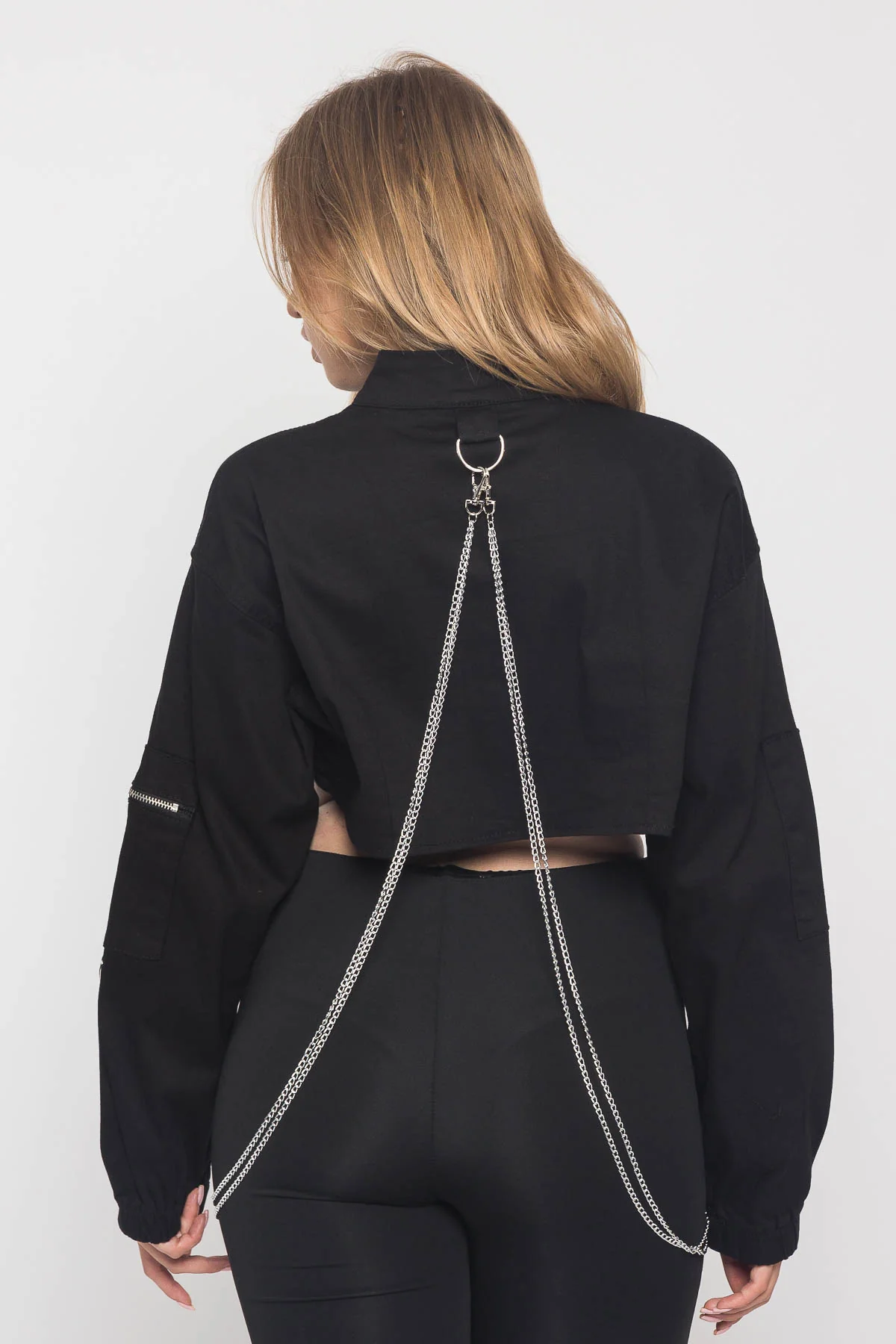 Cropped Shirt Jacket with Chains - Image 4