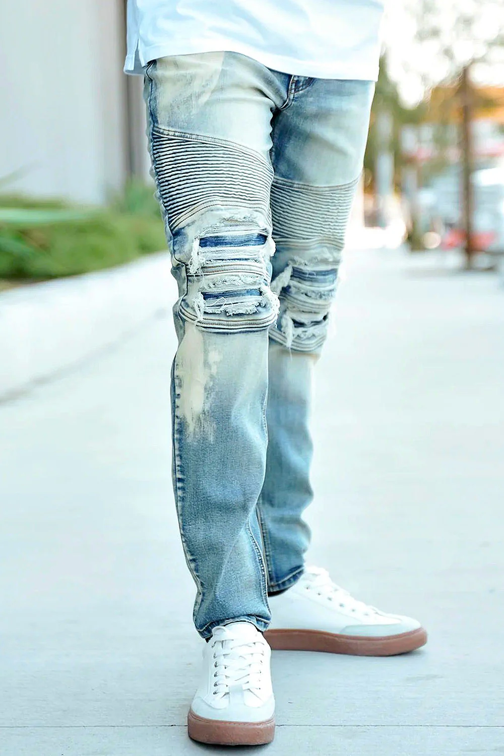 Desert Washed Biker Denim Jeans - Image 6