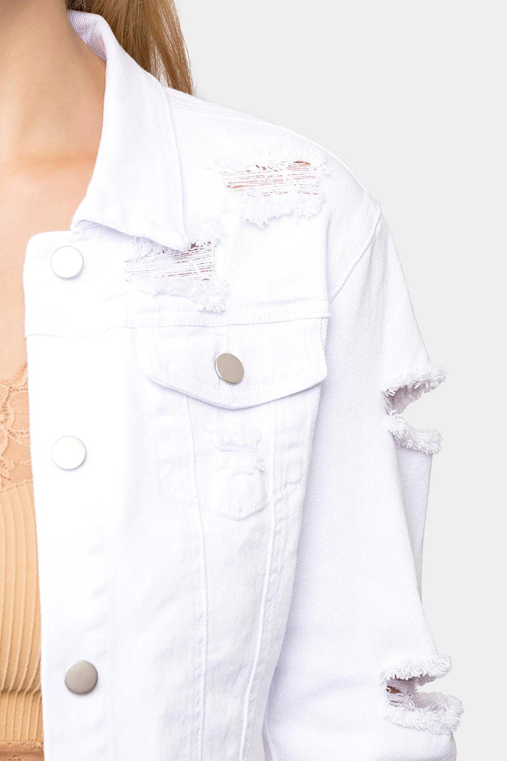 Destroyed Cropped Denim Jacket - Image 11