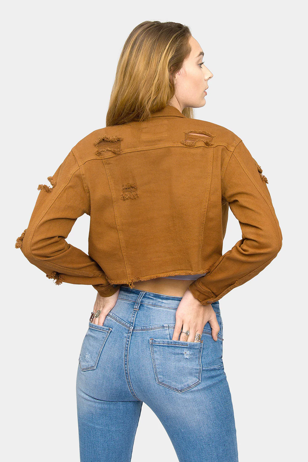 Destroyed Cropped Denim Jacket - Image 3