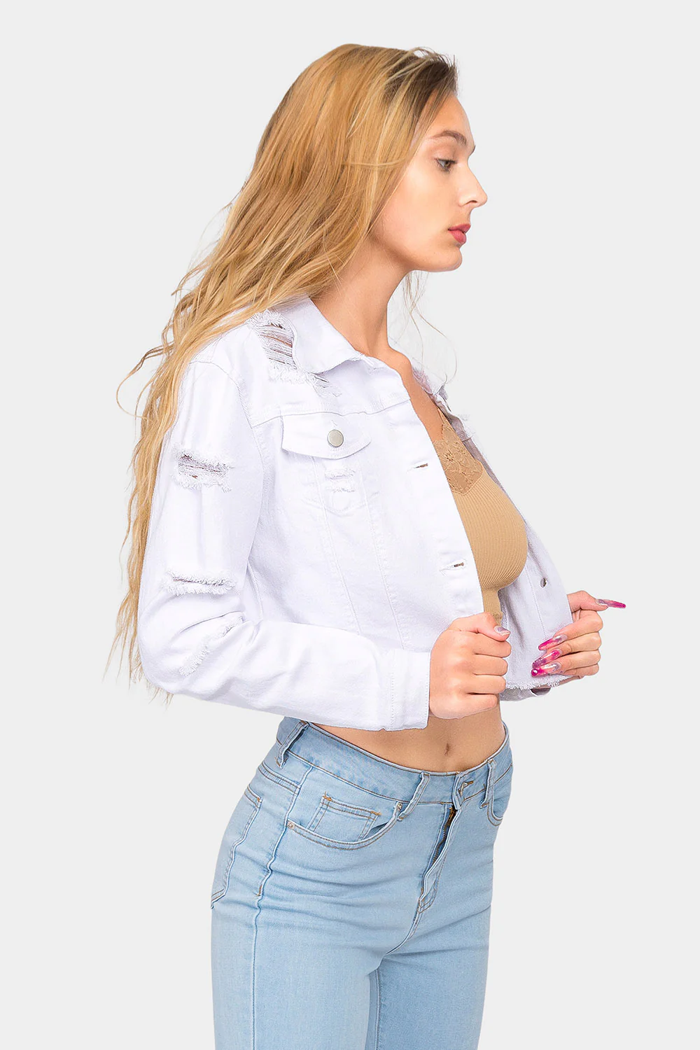 Destroyed Cropped Denim Jacket - Image 9