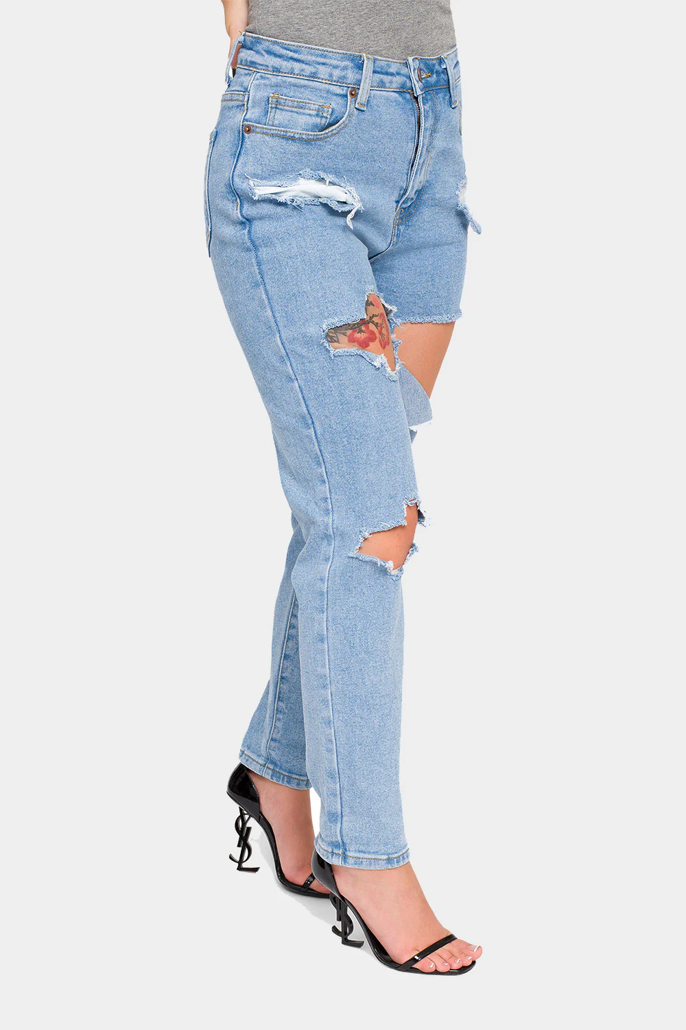 Destroyed Cropped High Rise Boyfriend Jeans - Image 19