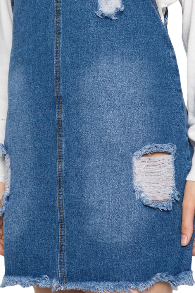 Destroyed Denim Overall Dress - Image 5