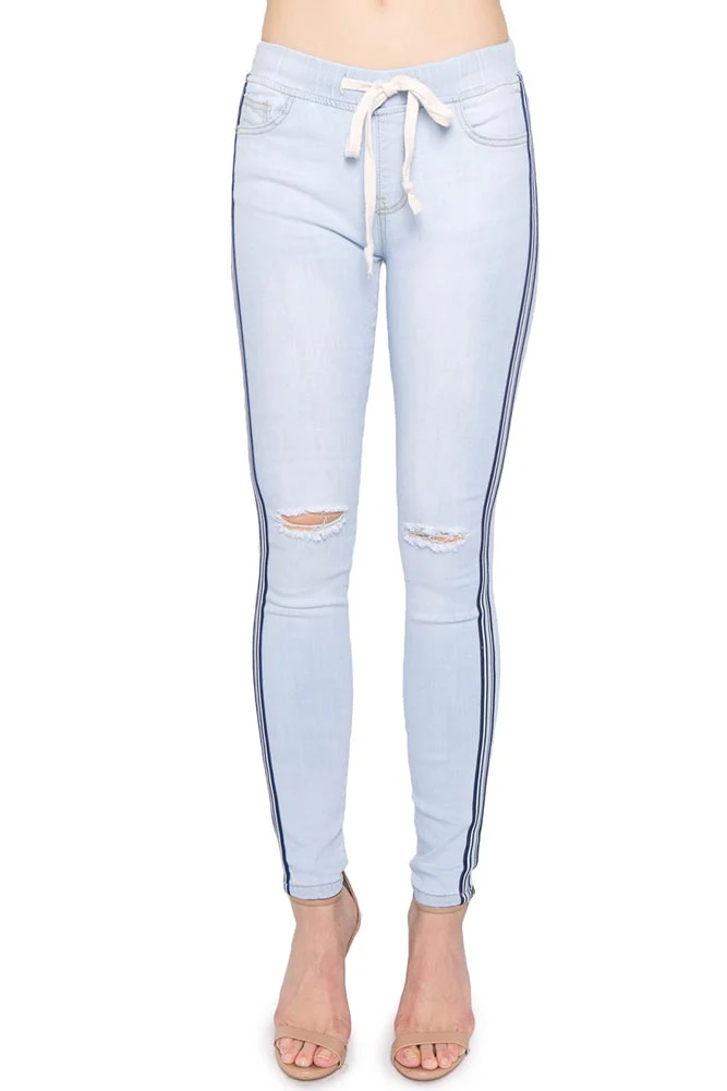 Destroyed Denim Side Striped Jogger - Image 6