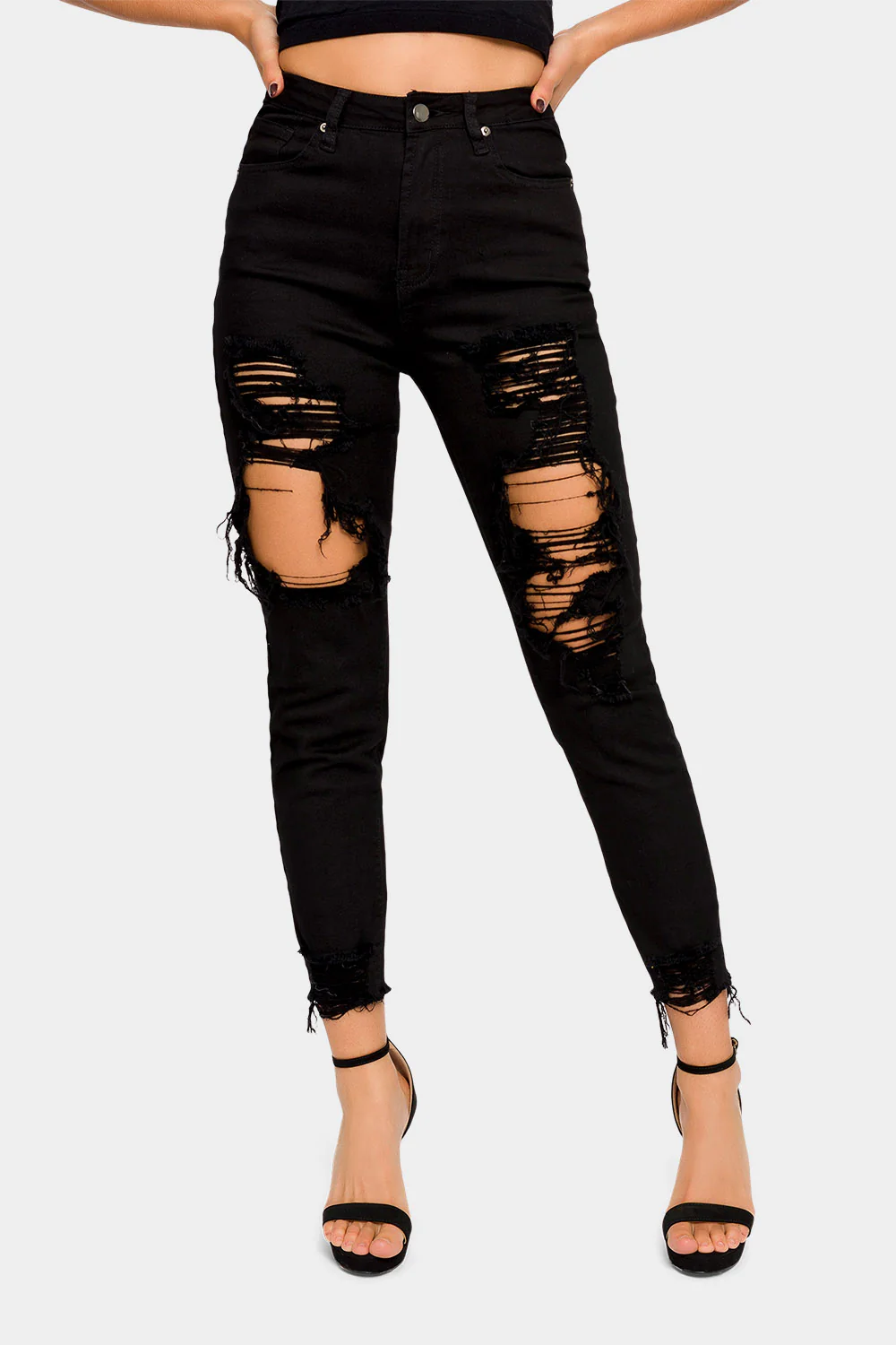 Destroyed High Rise Skinny Jeans - Image 2