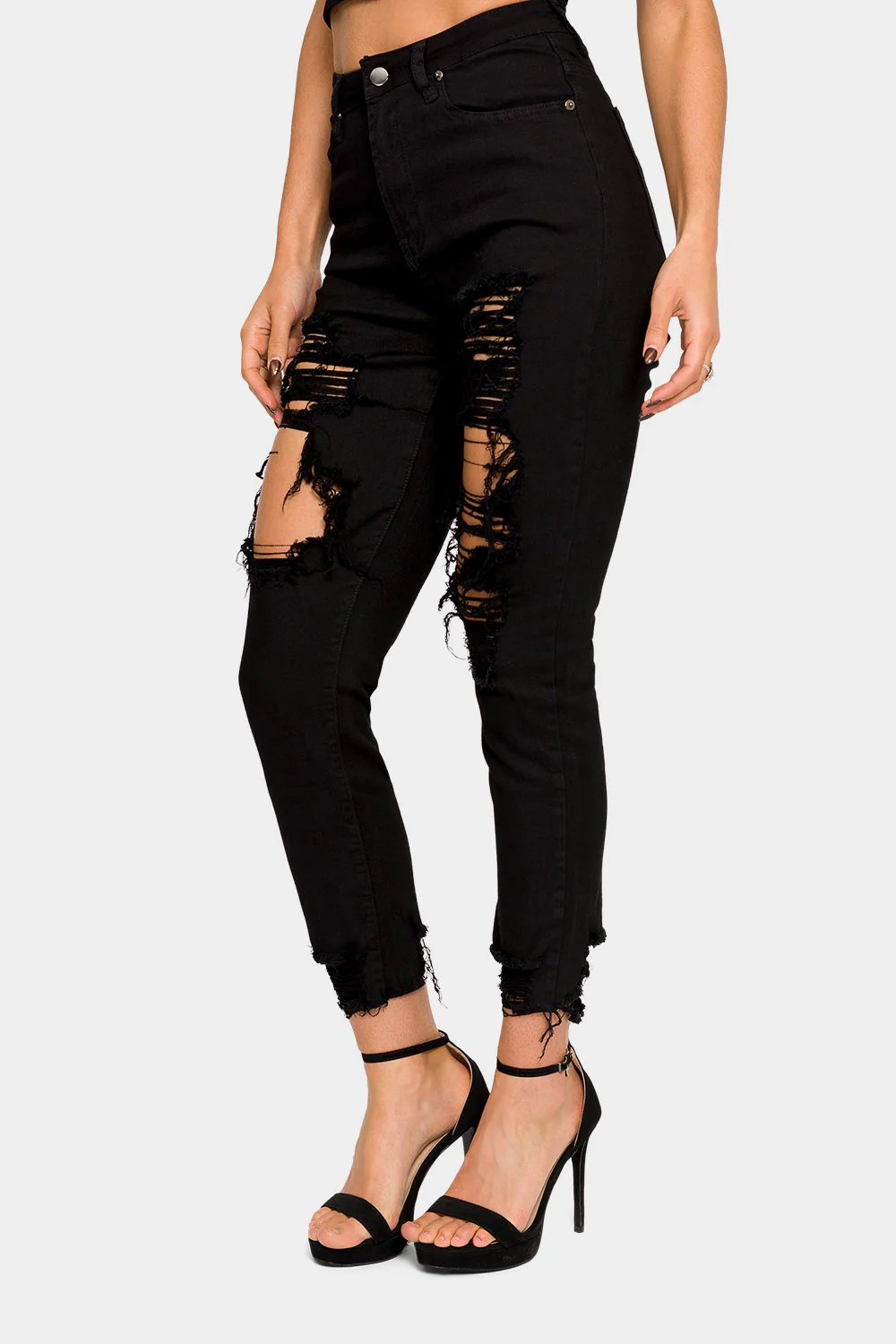 Destroyed High Rise Skinny Jeans - Image 3