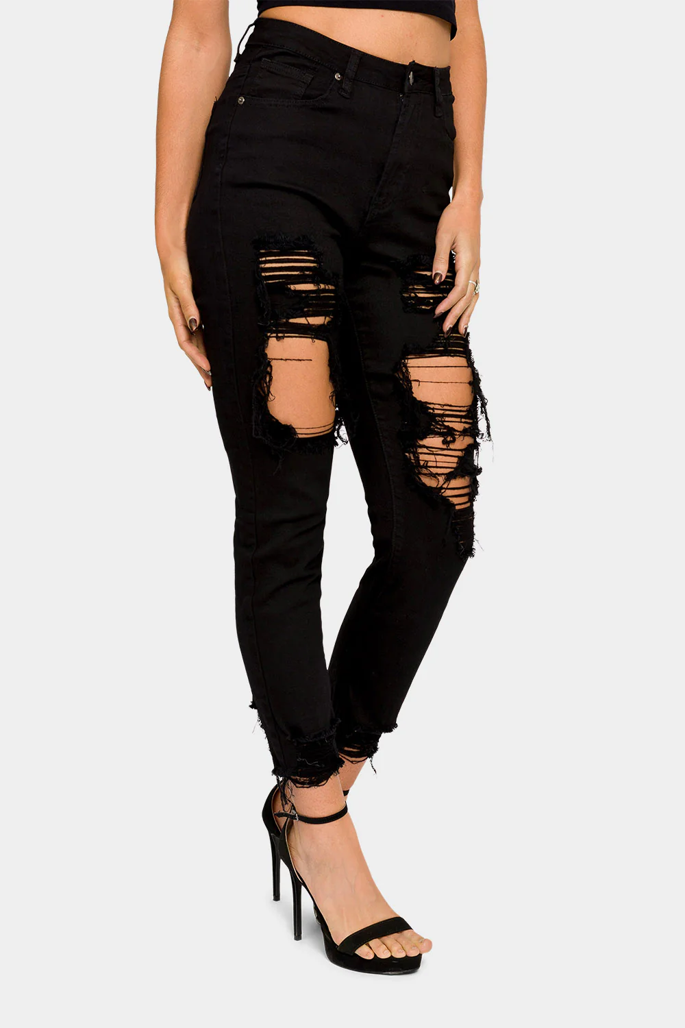 Destroyed High Rise Skinny Jeans - Image 5