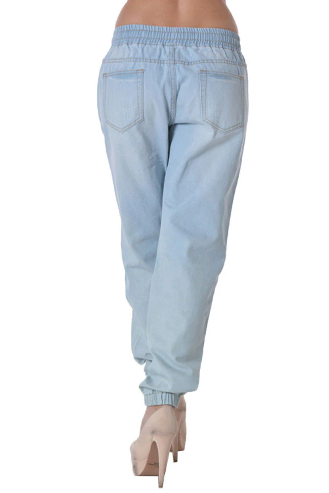 Destructed Denim Jogger Pants - Image 7