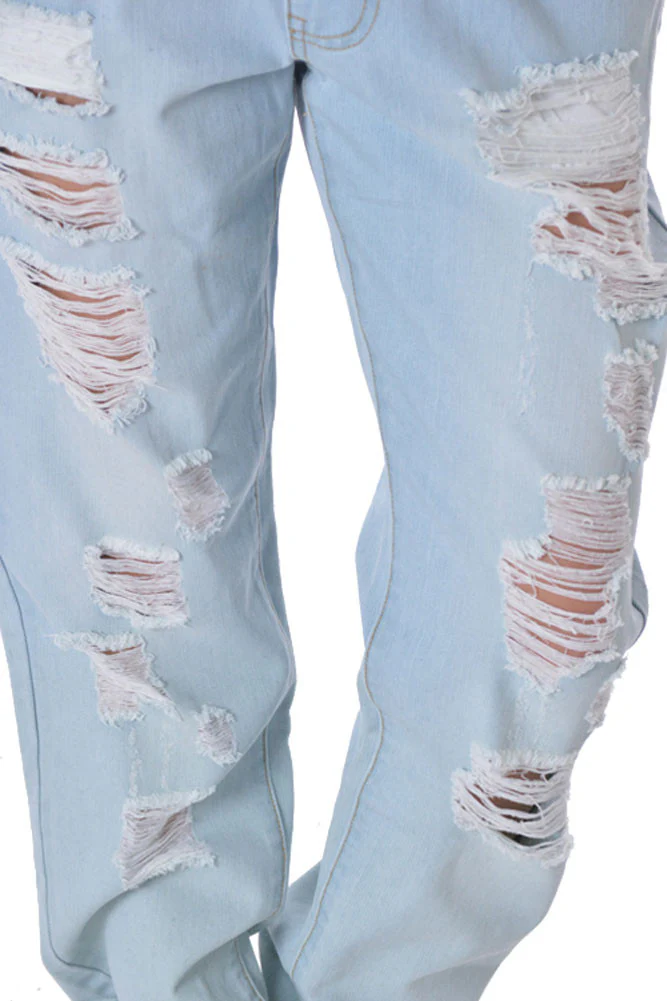 Destructed Denim Jogger Pants - Image 8
