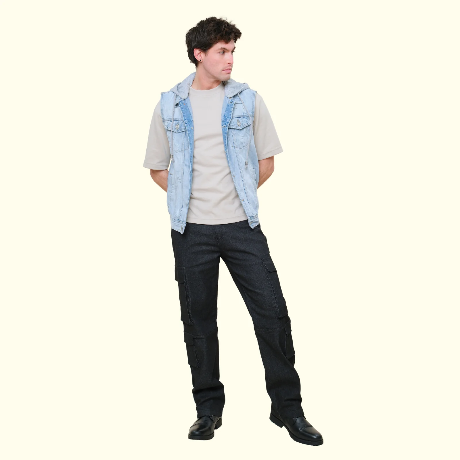 Detachable Hood Denim Vest - Image 17