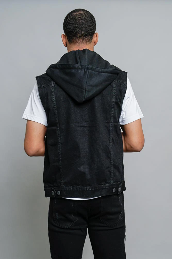 Detachable Hood Denim Vest - Image 27