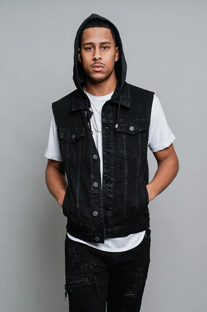 Detachable Hood Denim Vest - Image 29