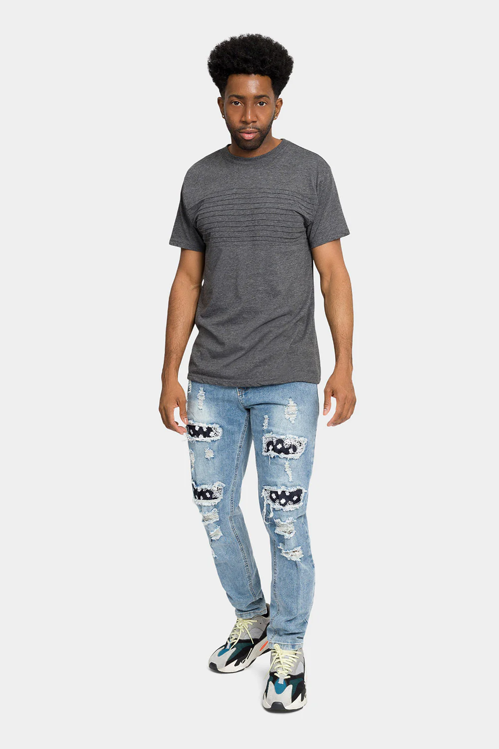 Distressed Bandana Paisley Patched Skinny Jeans - Image 5
