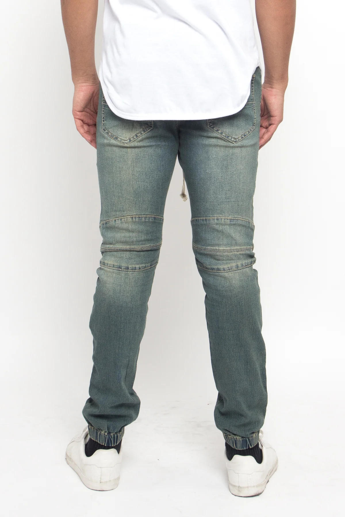 Distressed Biker Denim Jogger Pants - Image 13
