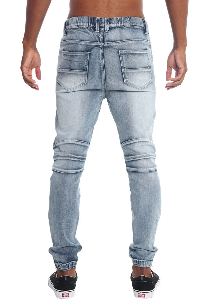 Distressed Biker Denim Jogger Pants - Image 5