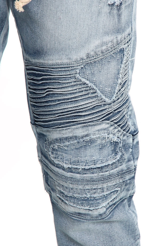 Distressed Biker Denim Jogger Pants - Image 7