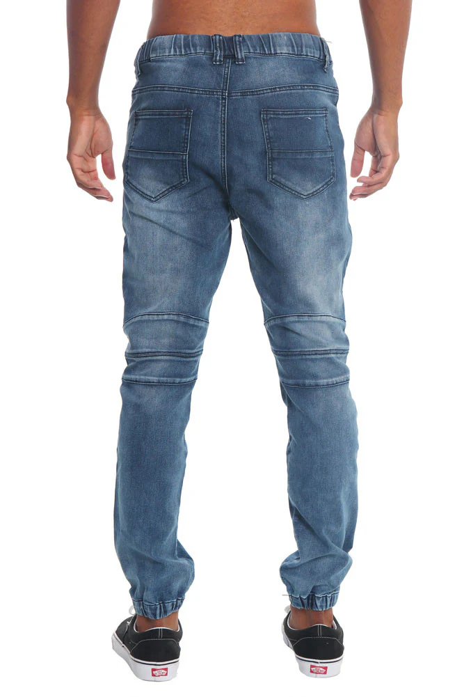 Distressed Biker Denim Jogger Pants - Image 9